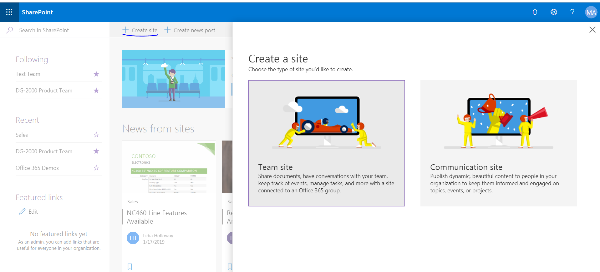 Interactive web site using SharePoint Communication Site for your ...