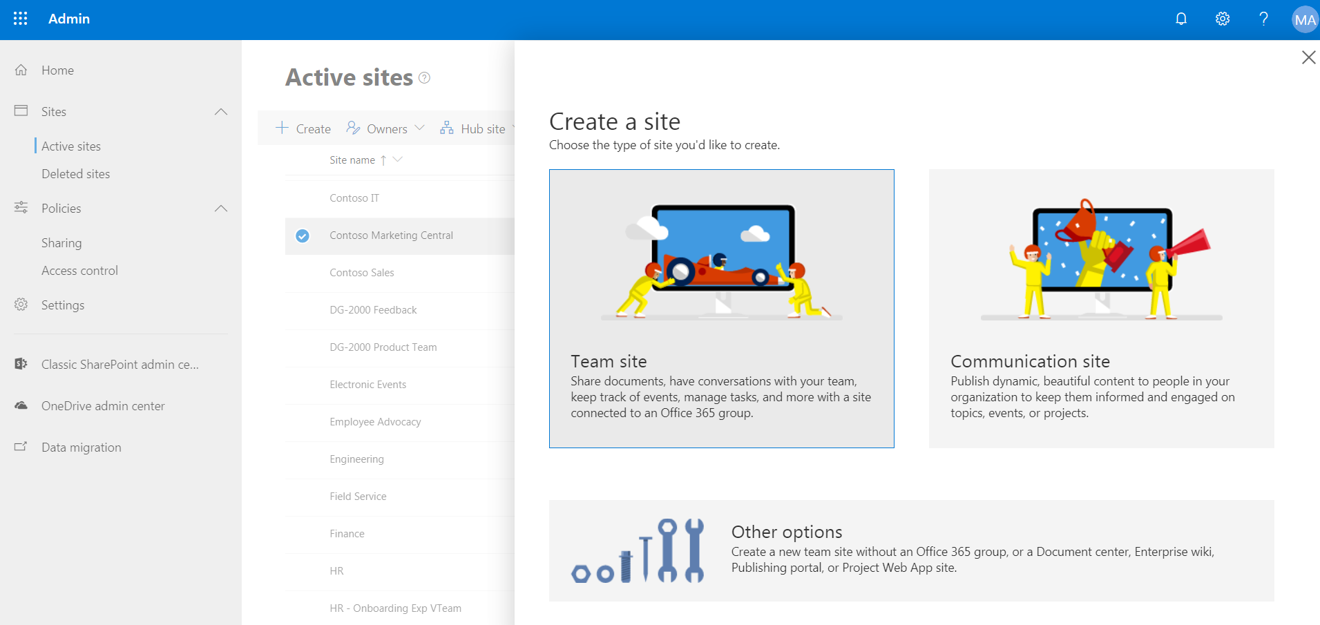 Create SharePoint Online Site Linked with Office 365 Group
