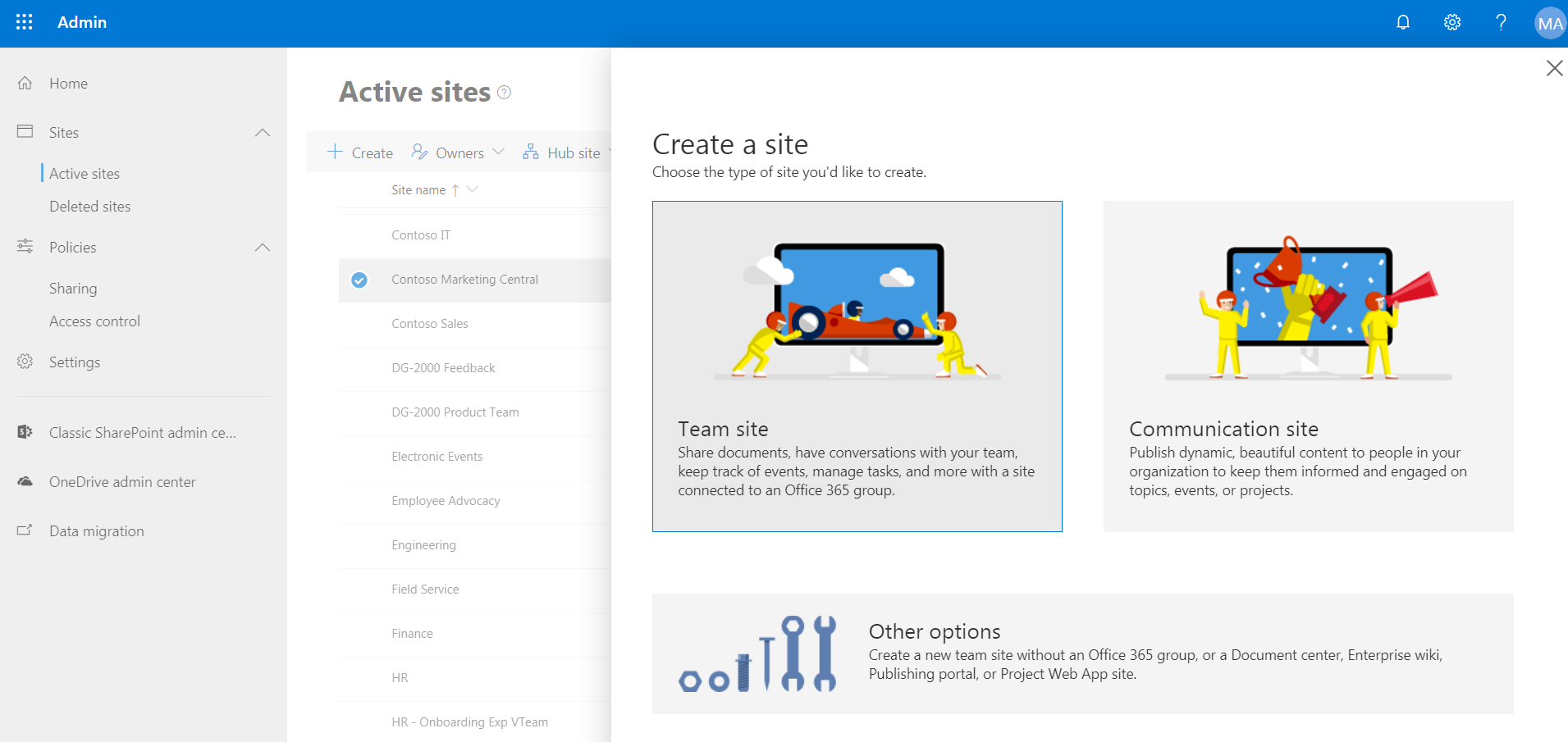 office 365 sharepoint create site template