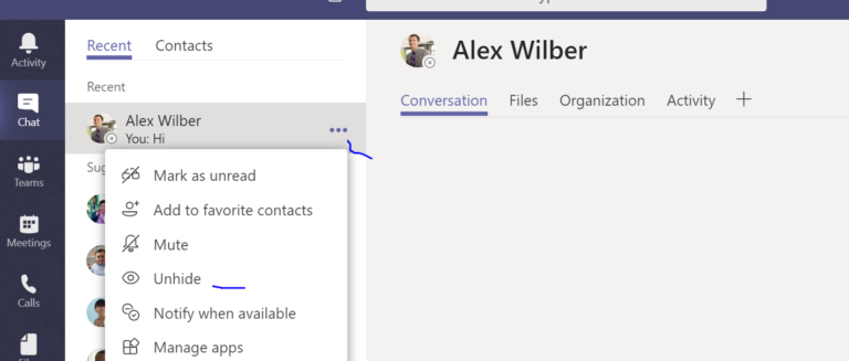 Hide Chat Conversation In Microsoft Teams