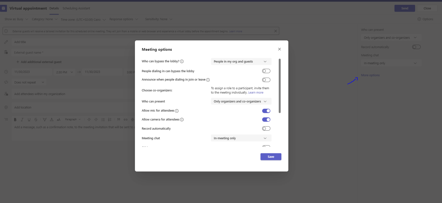 Team Appointment Virtual Appointment in Microsoft Teams