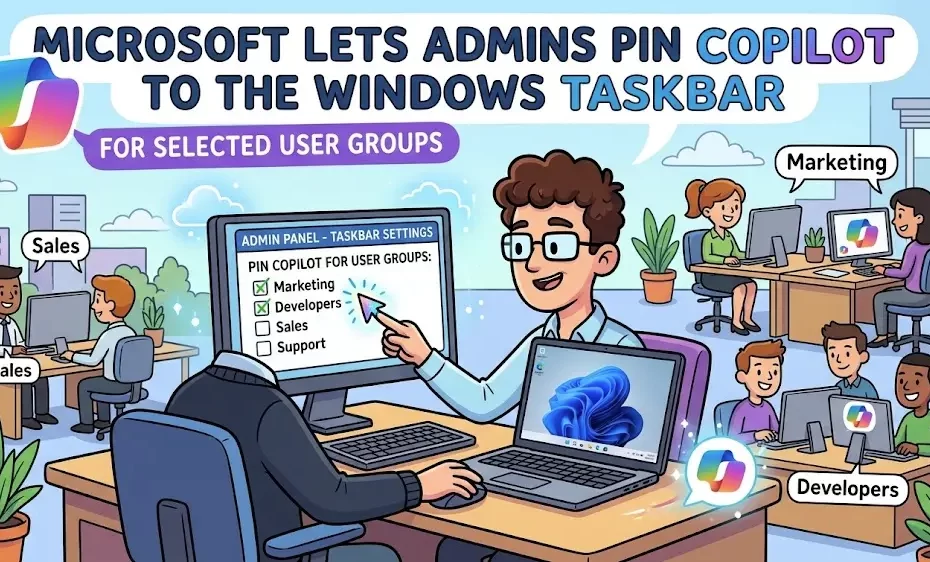 MICROSOFT LETS ADMINS PIN COPILOT TO THE WINDOWS TASKBAR FOR SELECTED USER GROUPS