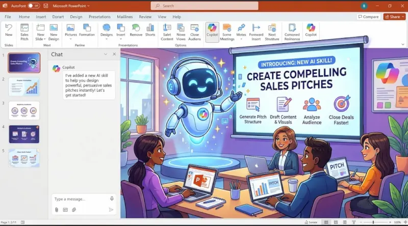 Microsoft Copilot in PowerPoint Introduces a New AI Skill for Creating Sales Pitches